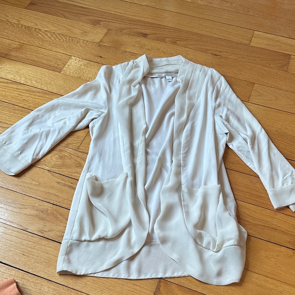LC Lauren Conrad Cream Open-Front Cardigan